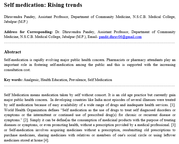 Self medication: Rising trends